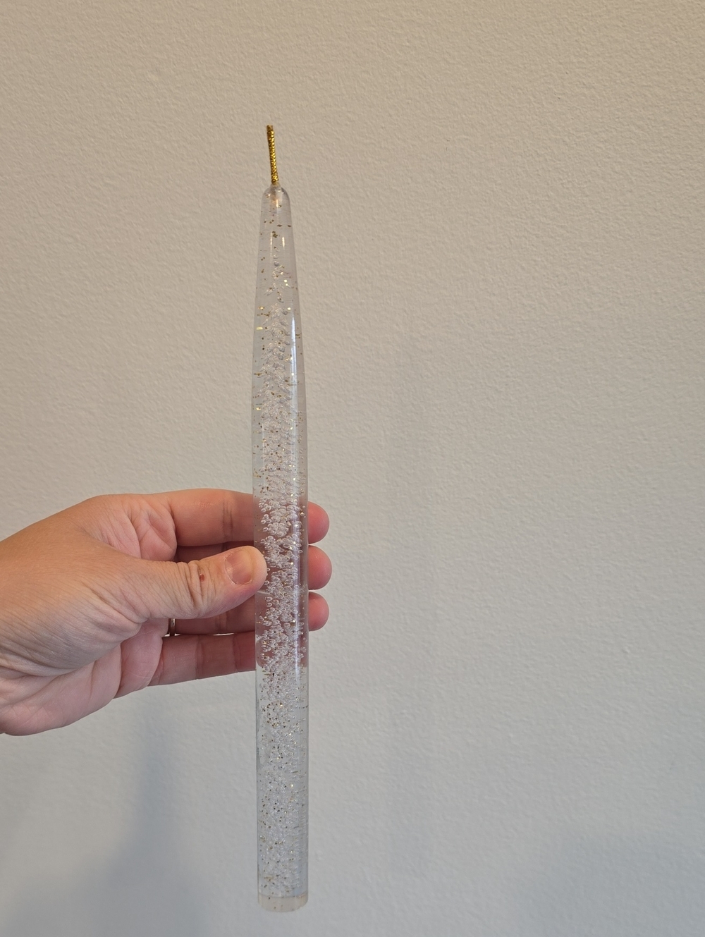 Vintage Silver And Gold Speck Lucite Candle